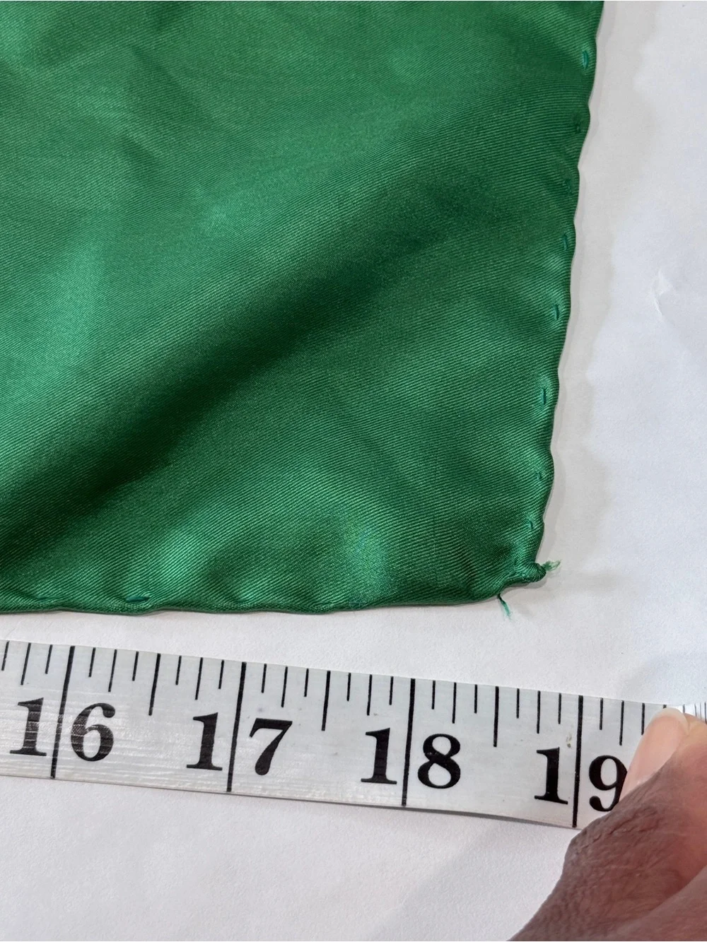 Vintage Silk Solid Green Satin Finish Square Scarf